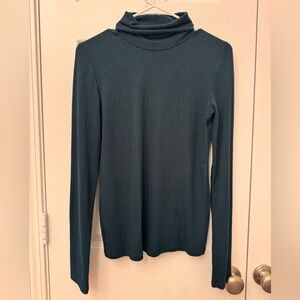 Madewell Elegant Teal Ribbed Women's Soft Turtle Neck.